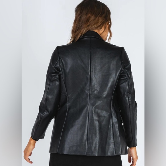 SOLD ~ ELLEN FAUX LEATHER BLAZER - Picture 6 of 12